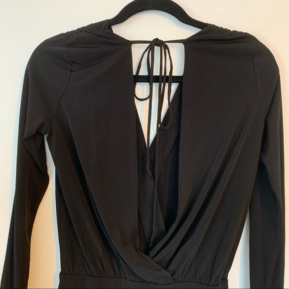BCBGeneration Black Surplice V Neck Tie-Back Long Sleeve Bodysuit - Picture 5 of 14